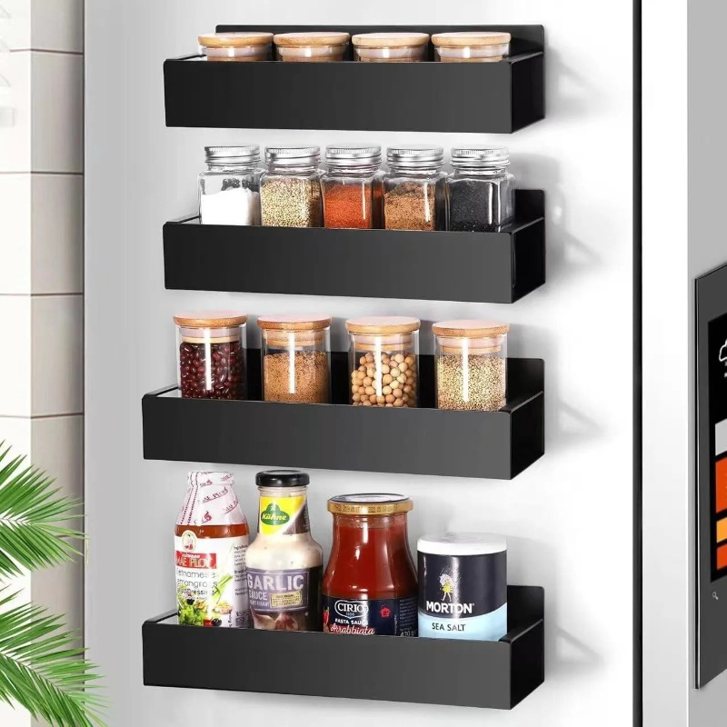 Commercial Kitchen Shelving - 2 Pack Black Magnetic Spice Rack