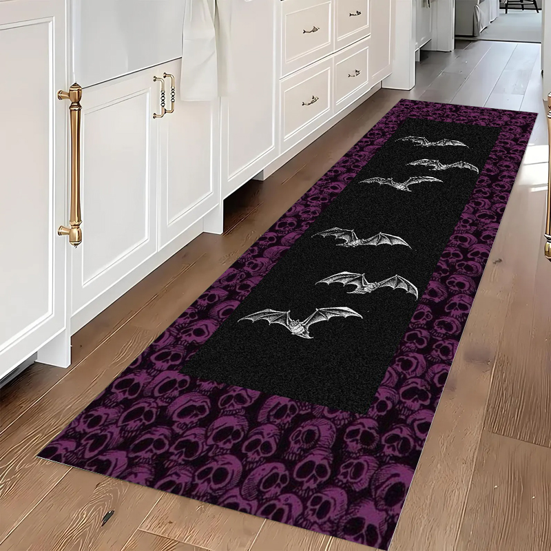 Commercial Kitchen Mats - Gothic Skull & Bat Runner Area