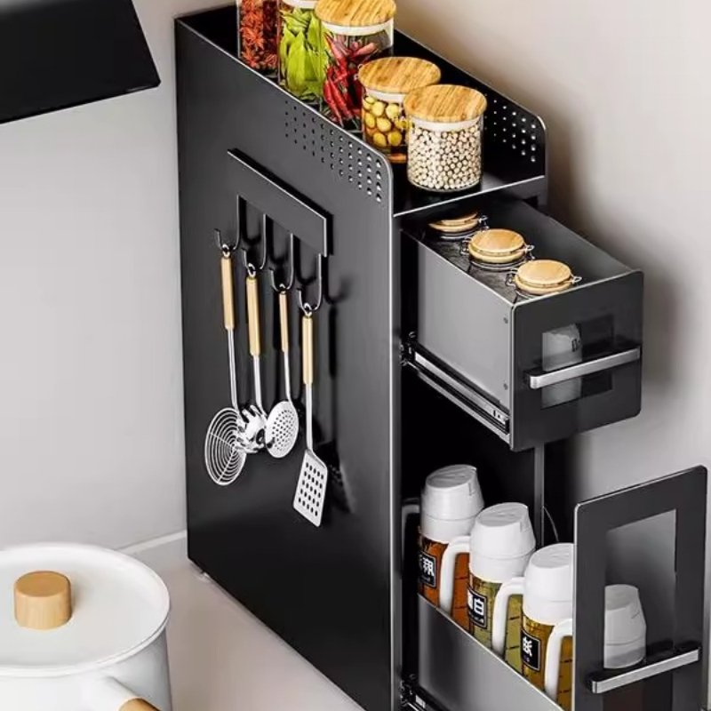 Commercial Kitchen Shelving - Corner Spice Rack Pull-Out Organizer -