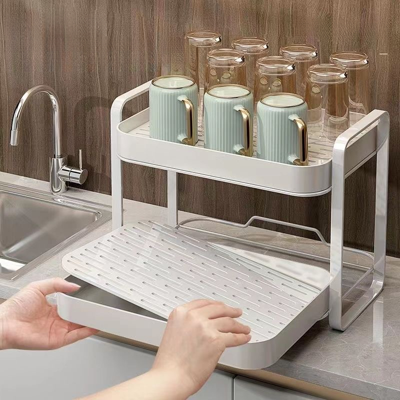 2 Tier Cup Organizer Rack Mug  - đánh giá và giá Commercial Kitchen Shelving