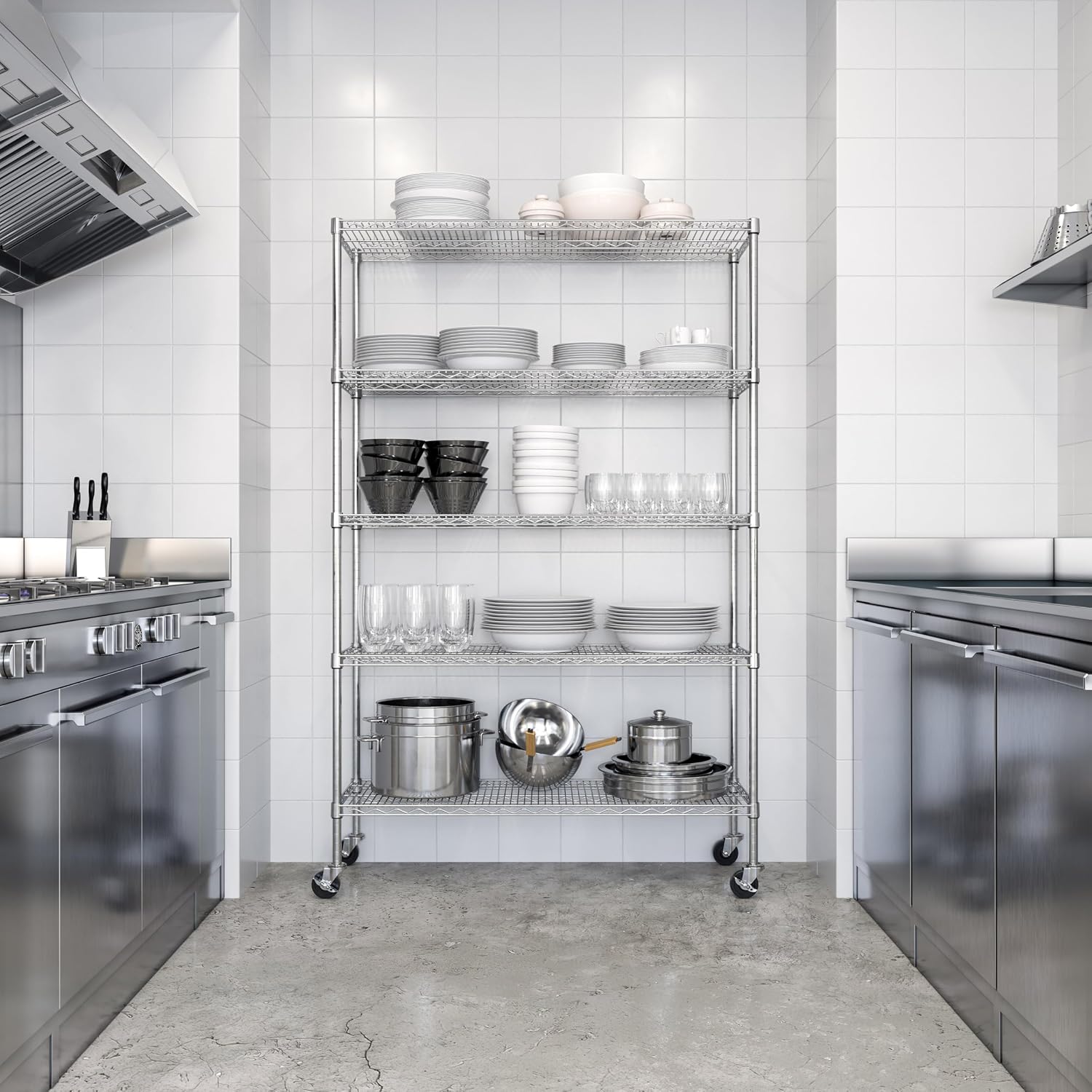 Commercial Grade Five Tier Ste - đánh giá và giá Commercial Kitchen Shelving