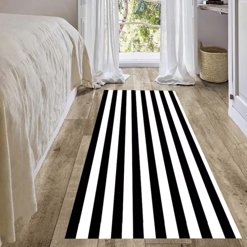 Black White Stripe Pattern Run - đánh giá và giá Commercial Kitchen Mats
