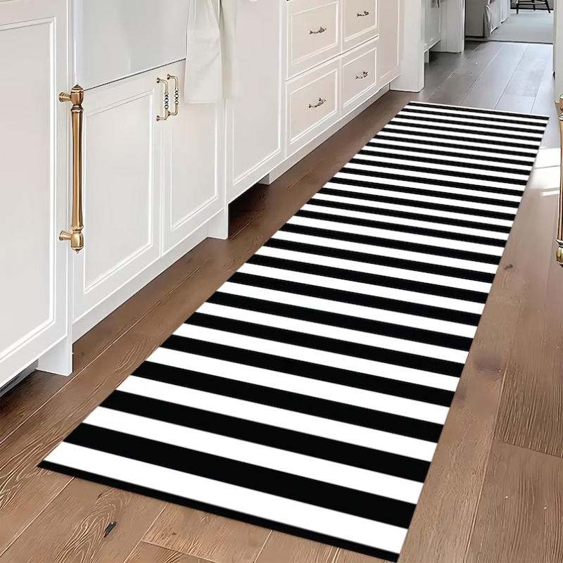 Black White Stripe Pattern Run - đánh giá và giá Commercial Kitchen Mats