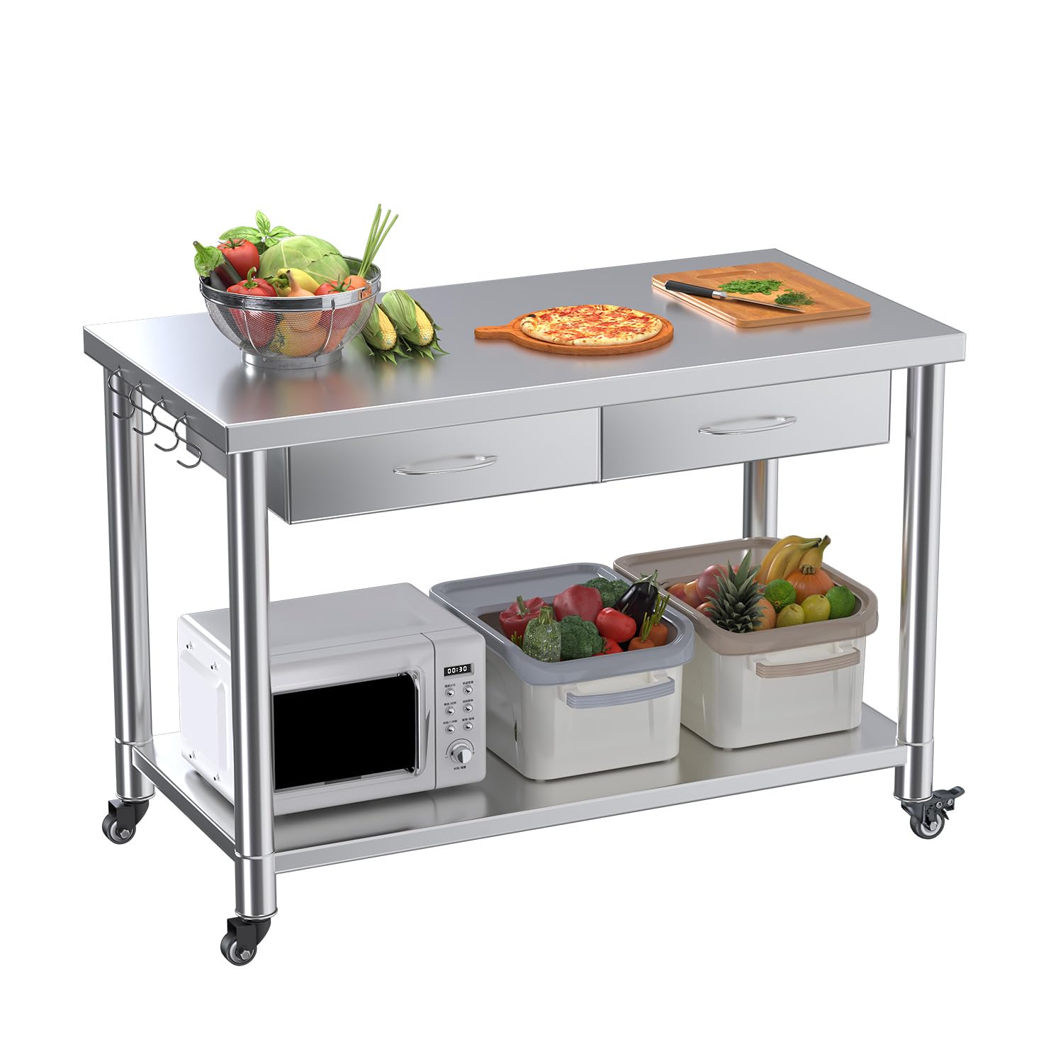 Stainless Steel Table with Dra - đánh giá và giá Commercial Kitchen Prep Table