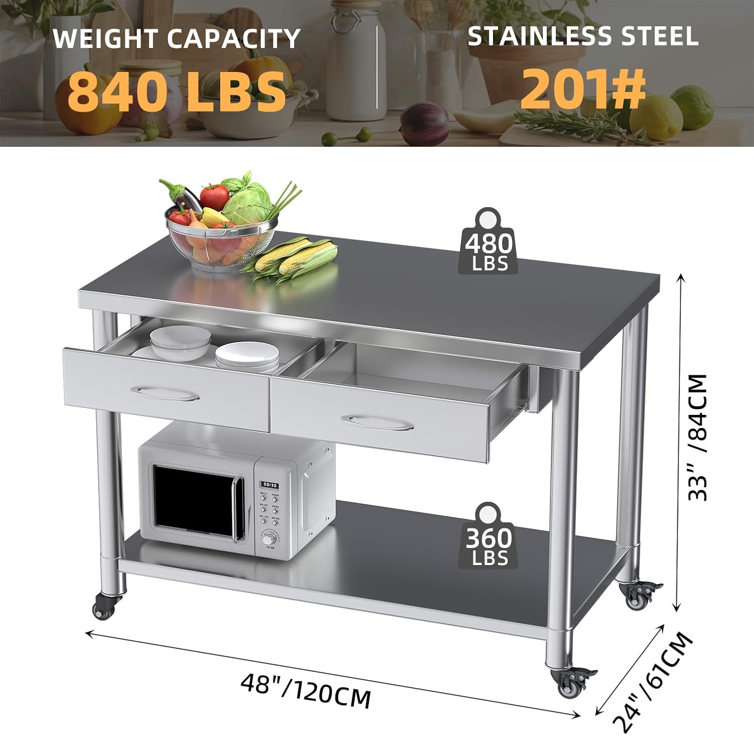 Stainless Steel Table with Dra - đánh giá và giá Commercial Kitchen Prep Table